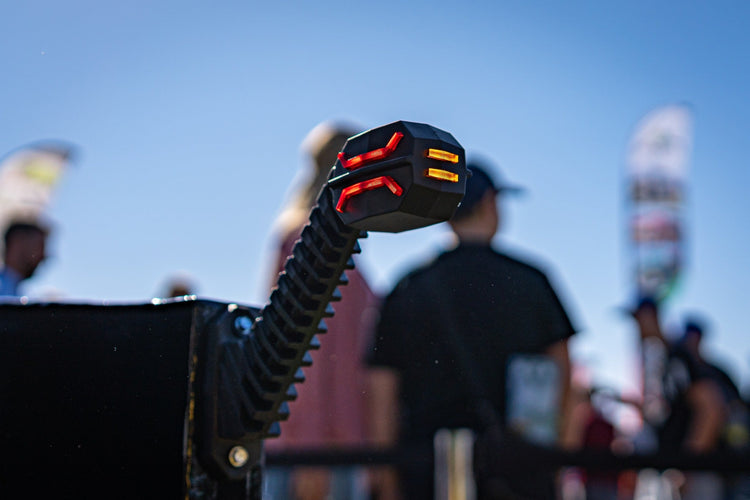 Rear-facing red and amber marker lights designed for flatbed trailers