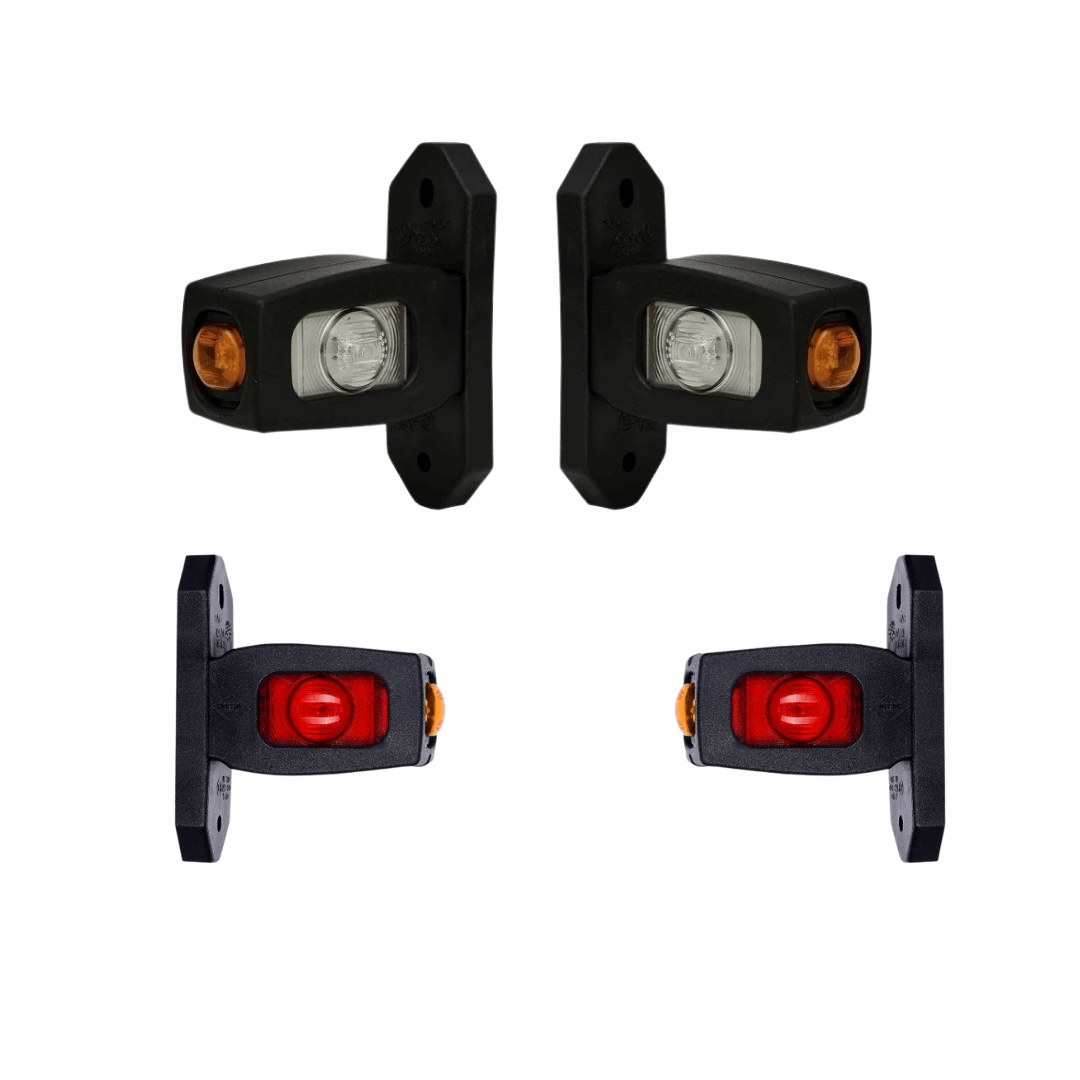 Mini 3 LED Contour Side Arm Outline Marker Light Set | Short Arm | Weatherproof Universal Fit Vans Trucks Semi Trailers RVs (12/24V) RL534
