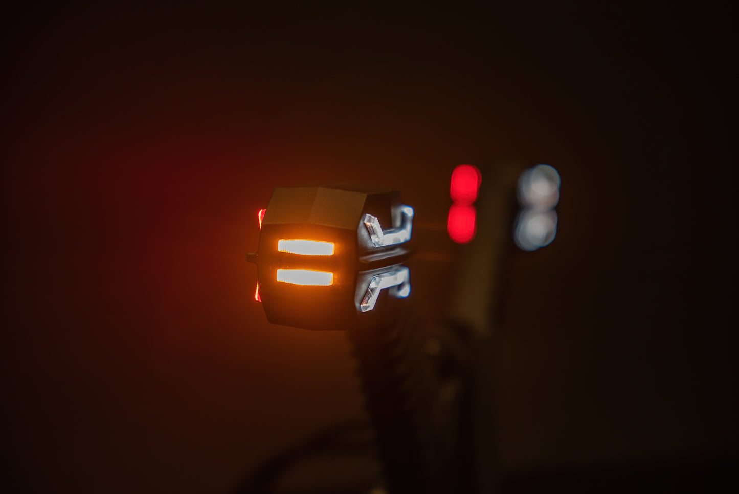 LED Extended Stalk Outline Marker Light Dragon LD 2994 showing orange and white LED illumination at night.