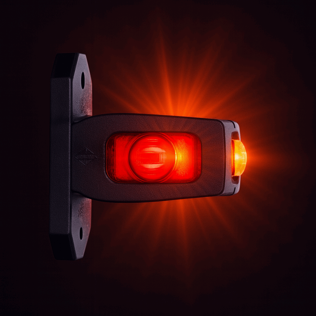 Mini 3 Red LED Contour Side Arm Outline Marker Light Set | Short Arm | Weatherproof Universal Fit Vans Trucks Semi Trailers RVs (12/24V) RL534
