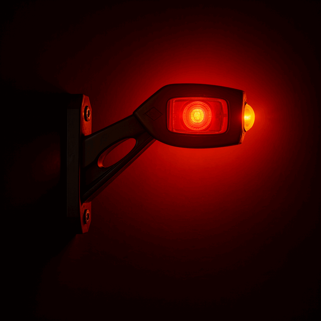 Pair of Triple LED Contour Side Arm Outline Marker Lamps Set | Left & Right Set 2115 Series, Short Arm, 12/24V USA Fit Multi Use Semi Truck Box Flatbed Lighting