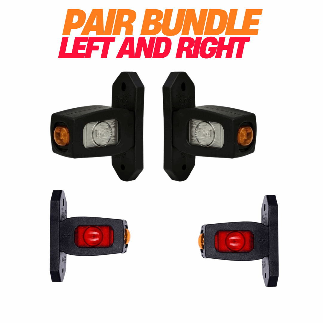 Mini 3 LED Contour Side Arm Outline Marker Lamp Set | Short Arm | Weatherproof Universal Fit Vans Trucks Semi Trailers RVs (12/24V) RL534
