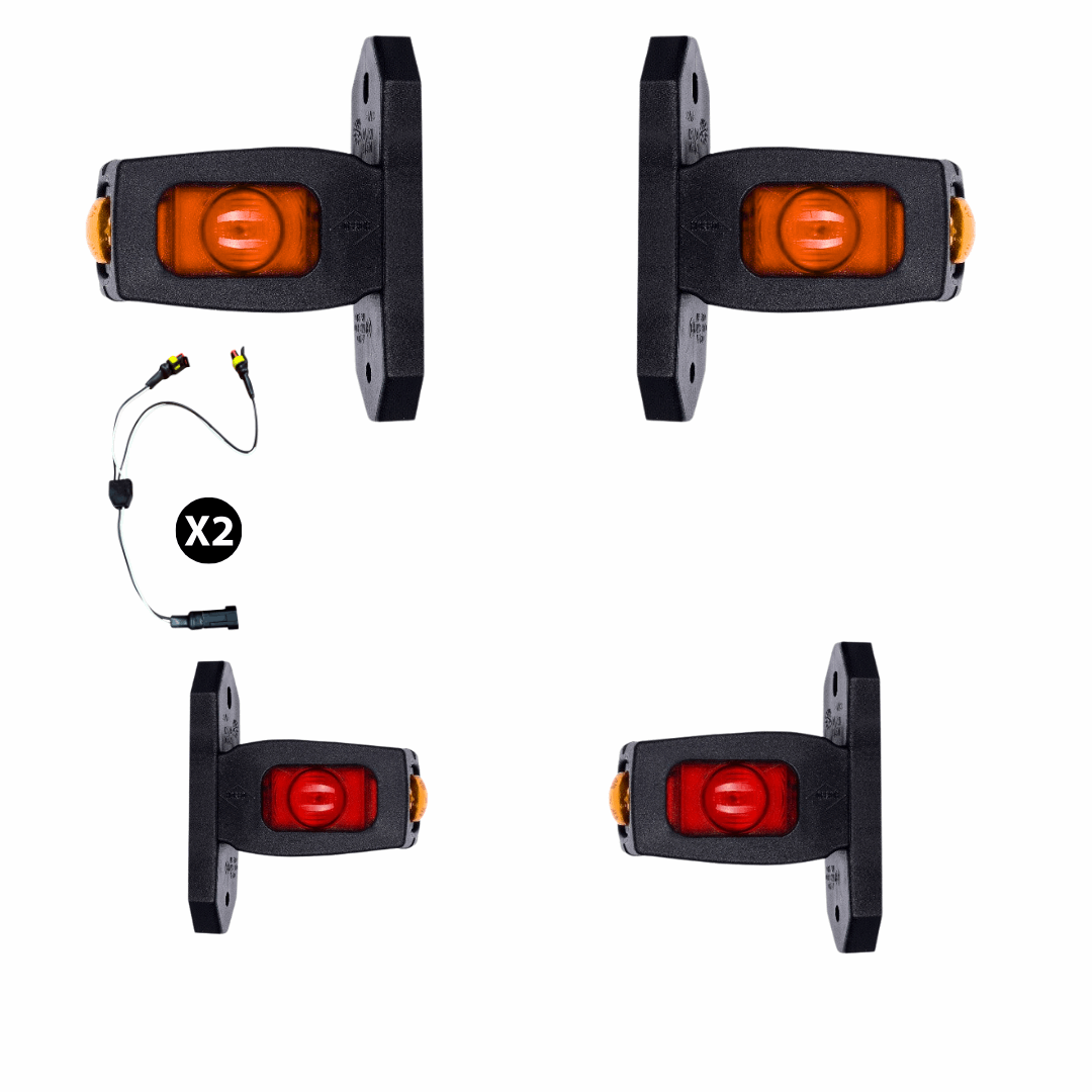 Mini 3 LED Contour Side Arm Outline Marker Light Set | Short Arm | Weatherproof Universal Fit Vans Trucks Semi Trailers RVs (12/24V) RL534