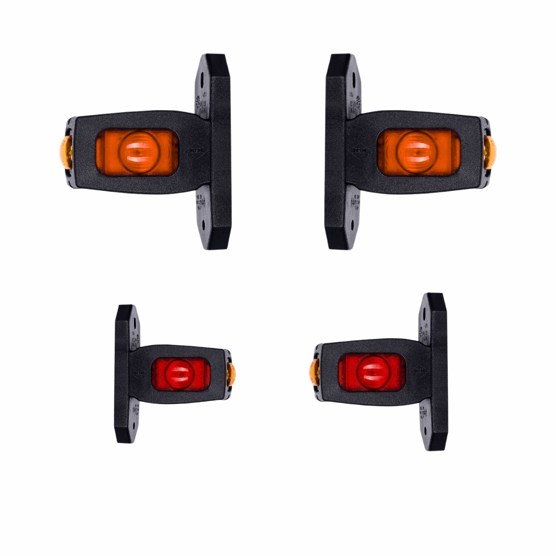 Mini 3 LED Contour Side Arm Outline Marker Light Set | Short Arm | Weatherproof Universal Fit Vans Trucks Semi Trailers RVs (12/24V) RL534