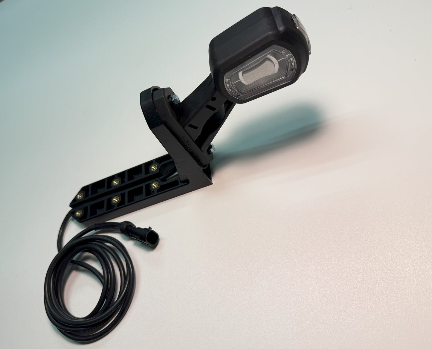 LED Side Outline Marker Lamp Set x2 Left Right LDCC 2697 & LDCC 2696 trailer light with cable and mounting arm, on black polymer body.