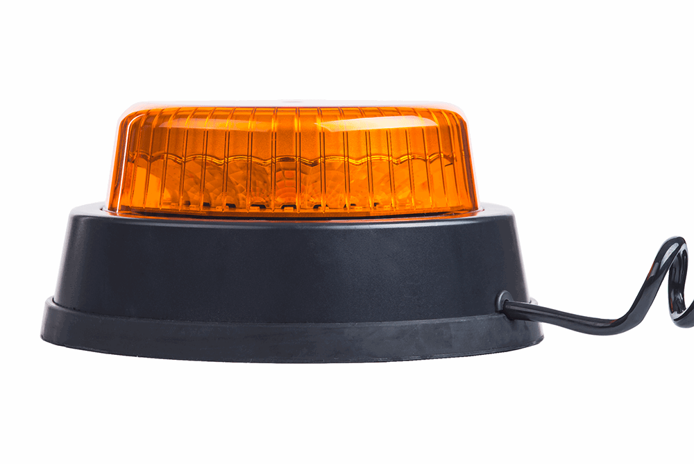 Beacon Light RL 2664/R amber rotating LED beacon with magnetic base and 13 Ft cable, IP68 waterproof and dustproof.