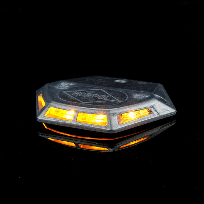 Lift Gate LED Warning Light LDO 2135 with 4 bright LEDs, slim aluminum design, and IP68 waterproof rating for tail lifts.