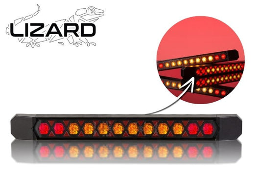 Rear Multifunction LED Amber and Red Light With Dynamic Direction Indicator LIZARD LZD 3141 for vehicle safety.
