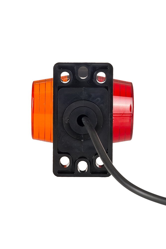 LD 2627 Amber Red Short Stalk Outline marker light with a black plastic housing.