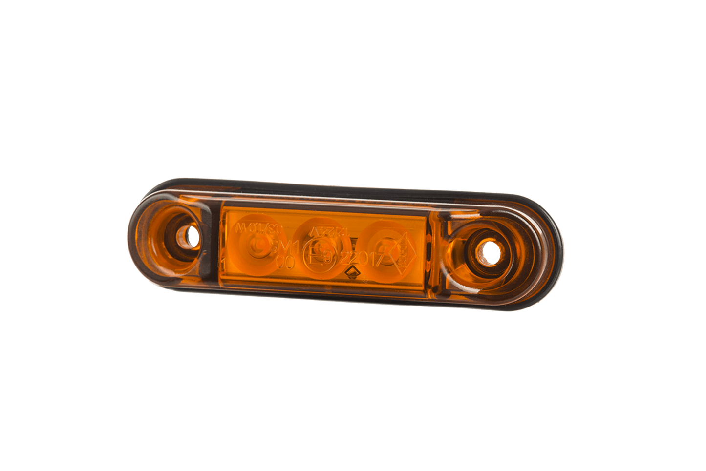 Amber LED Marker Light Slim LD 2439, slim orange LED side marker light for vehicles, dual voltage, waterproof, and durable design.