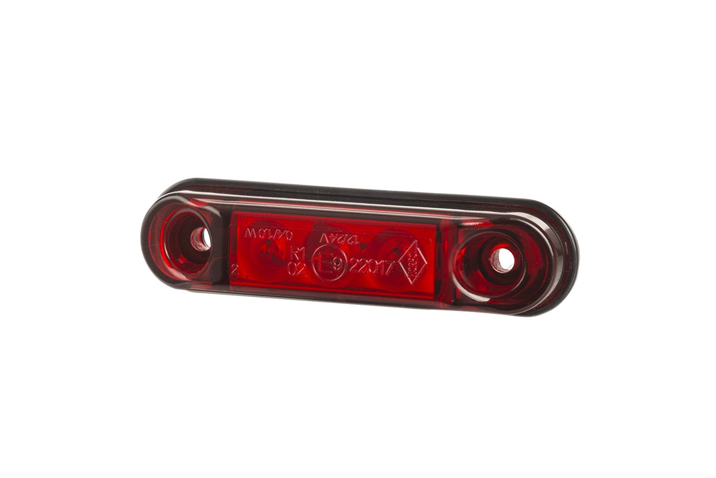 Red LED Marker Light Slim LD 2440 with 3 high-efficiency LEDs, universal mounting, IP68 waterproof, 12/24V for vehicles.