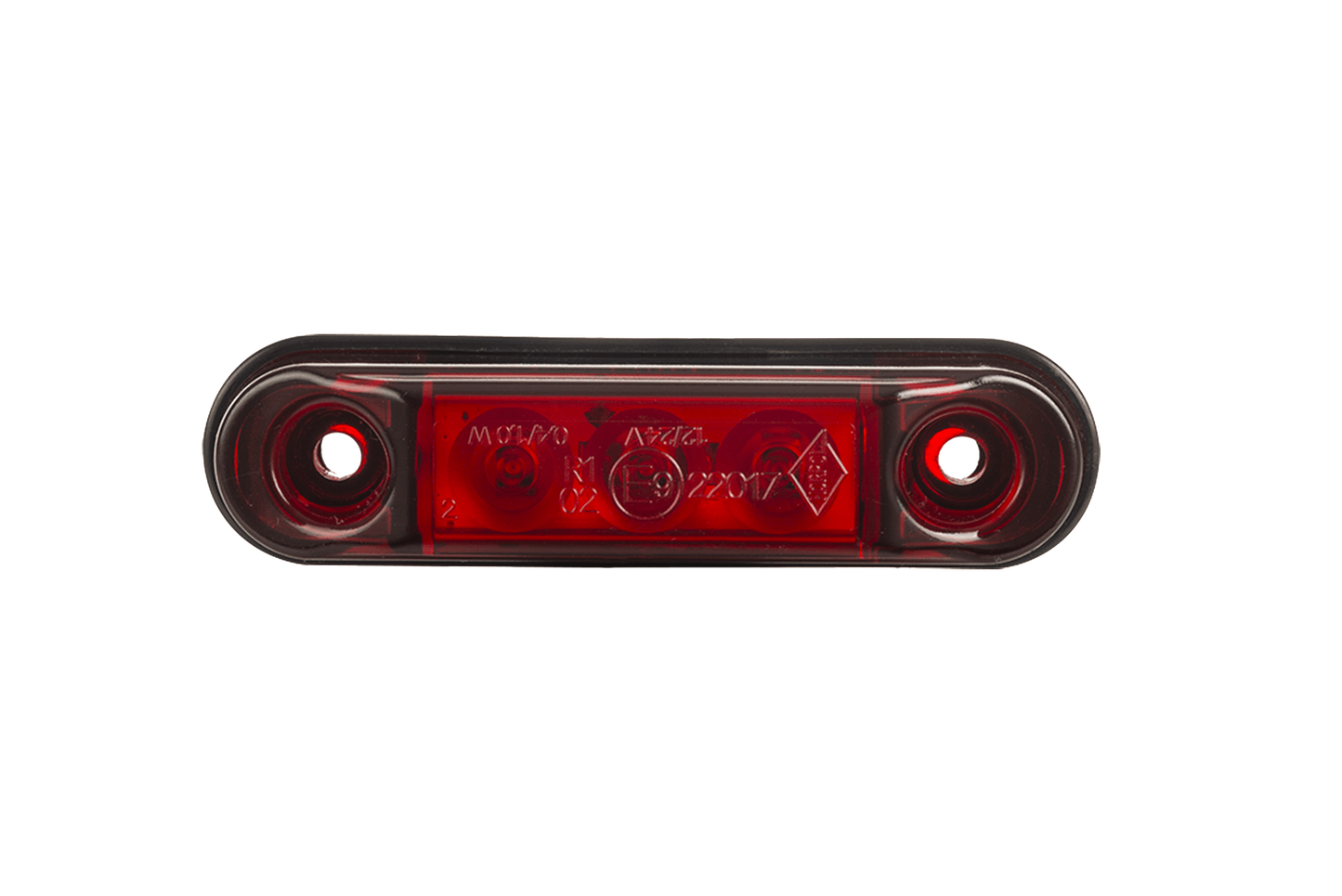 Red LED Marker Light Slim LD 2440 with three high-efficiency LEDs and waterproof IP68 rating for vehicle safety.