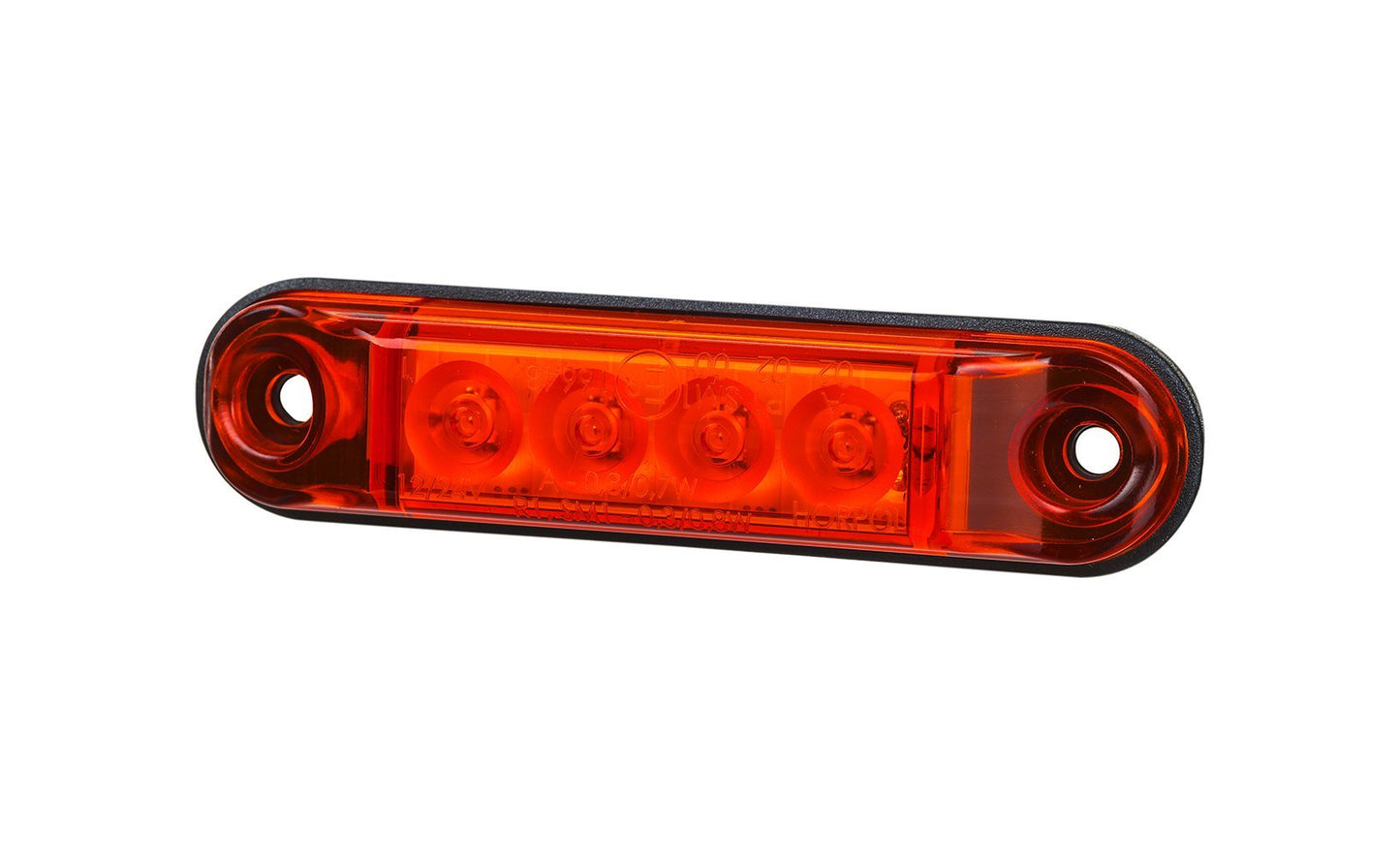 Red LED Side Marker Light Slim Type LD 2329 with 4 LEDs, slim design, and universal 12V/24V fit for vehicle safety.