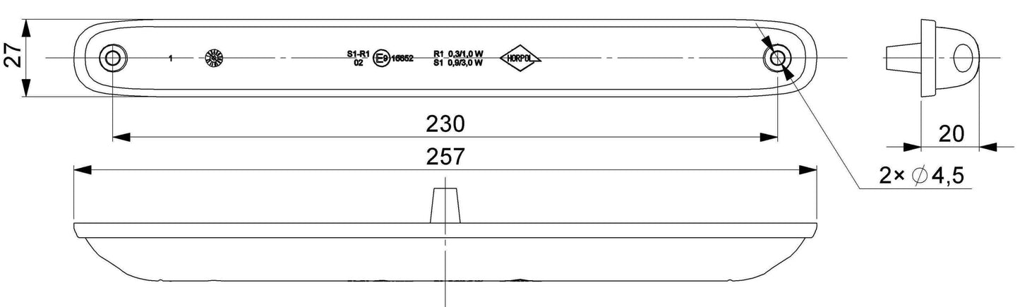 2 Function LED Lamp Slim Design LZD 2247 with 12 LEDs, brake and rear position light, IP68 waterproof, compact vehicle lamp.