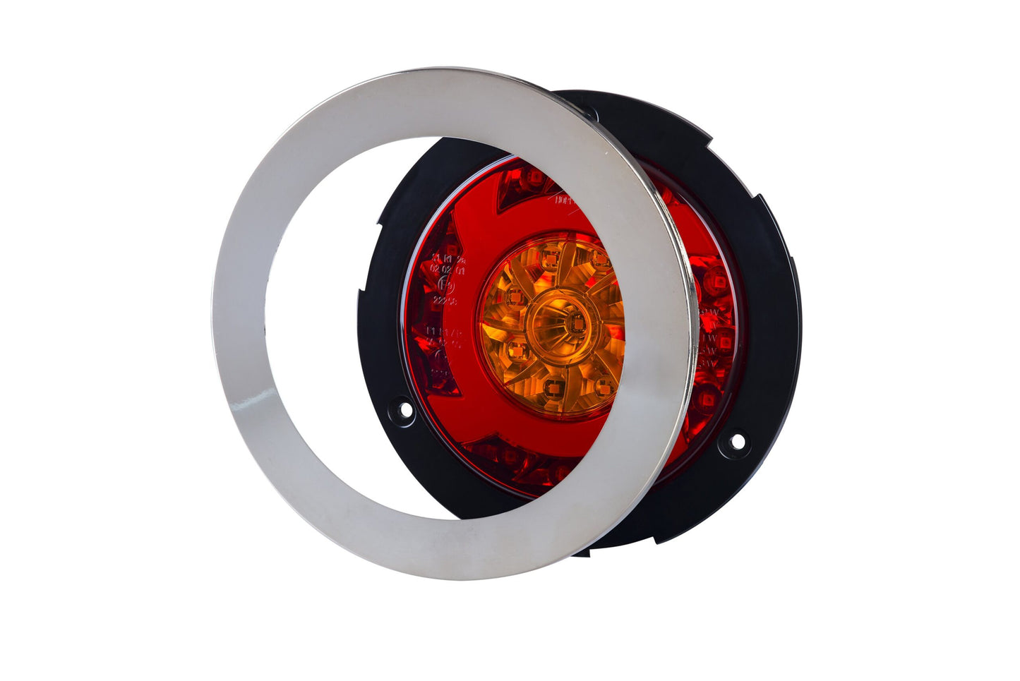 Multifunction LED Rear Chrome Lamp LUCY LZD 2423 Left + Right Usable with red and amber lights and chrome ring.
