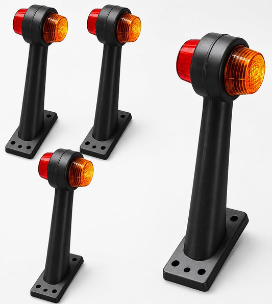 4 rubber stalk side marker lights red/amber for semi trucks and trailers