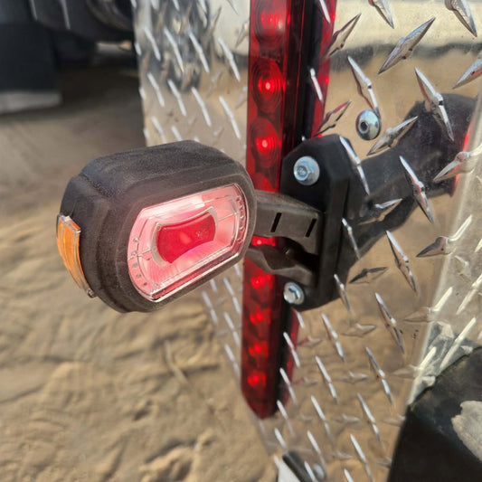 RoadLites LED Side Outline Marker Light Set Left Right LDCC 2697 & LDCC 2696 mounted on a flatbed trailer.