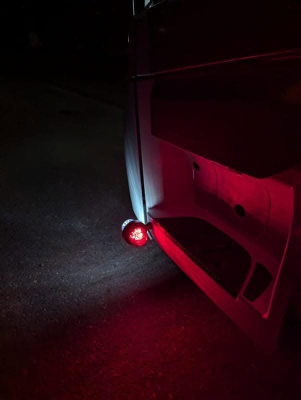 RoadLites Old School Short LED Side Arm Outline Marker Light Set LD 2622 installed on truck glowing at night