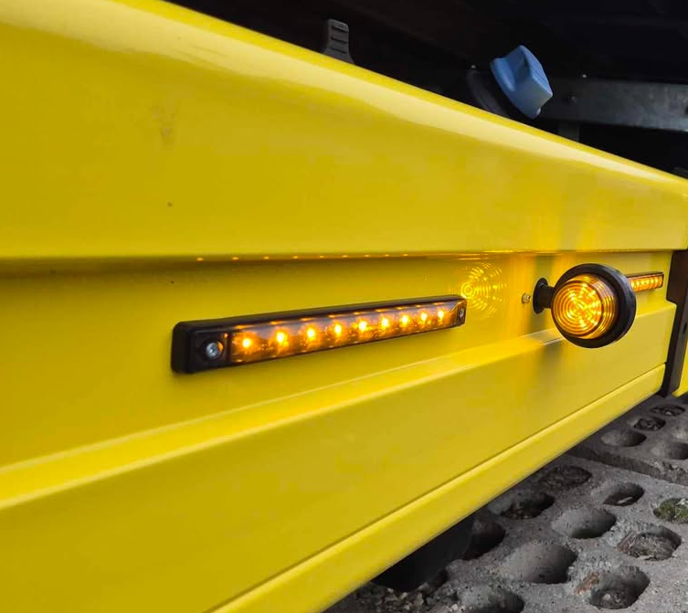 RoadLites smoked lens amber LED marker lights LD 2622/Graphite and LD 998/GRAPHITE mounted on semitruck