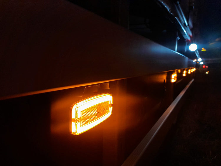 Amber Trailer Side Marker Light Glowing