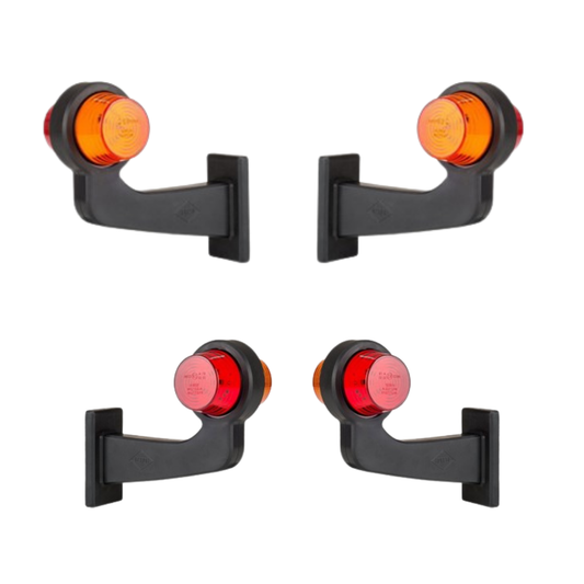 RoadLites Old School Contour Extended Side Arm Marker Light Set | Multicolor Amber & Red | Universal Fit for USA Trucks Trailers | RL 2620 & RL 2621