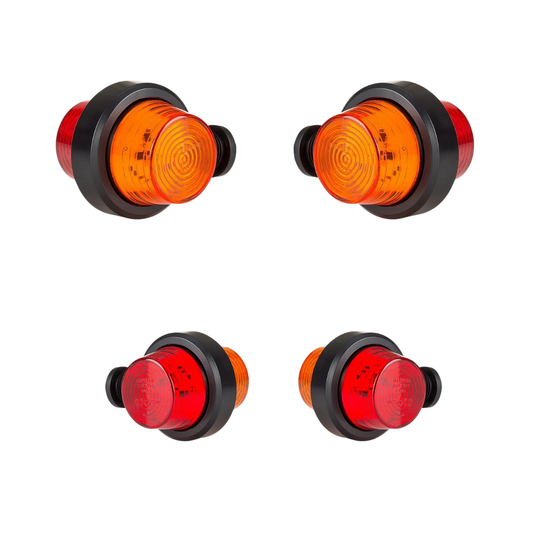 RoadLites Old School LED Contour Short Side Arm Marker Light Set | Dual Color Amber Red | Durable Waterproof Universal Lighting for Trucks Trailers Vehicles (12/24V)