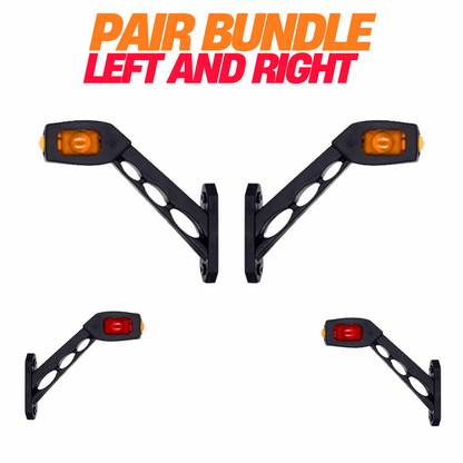 Pair of black trailer contour marker lights with orange and red lenses on a white background.