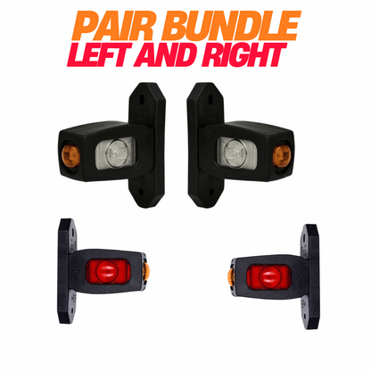 Mini 3 LED Contour Side Arm Outline Marker Lamp Set | Short Arm | Weatherproof Universal Fit Vans Trucks Semi Trailers RVs (12/24V) RL534