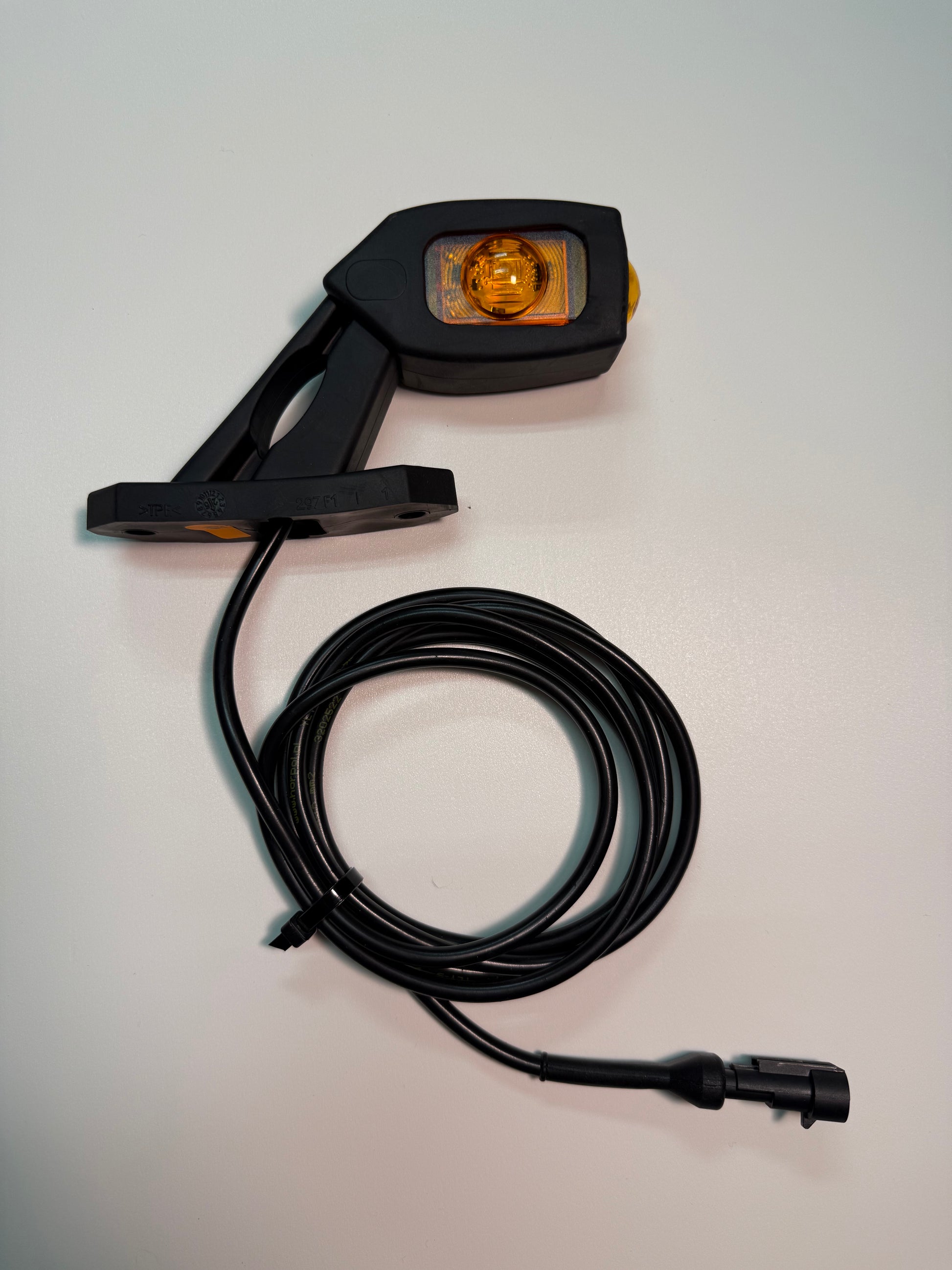 Triple Auxiliary LED Outline Marker Light Set LD 2109 with amber light and wired connection for vehicle side mounting.