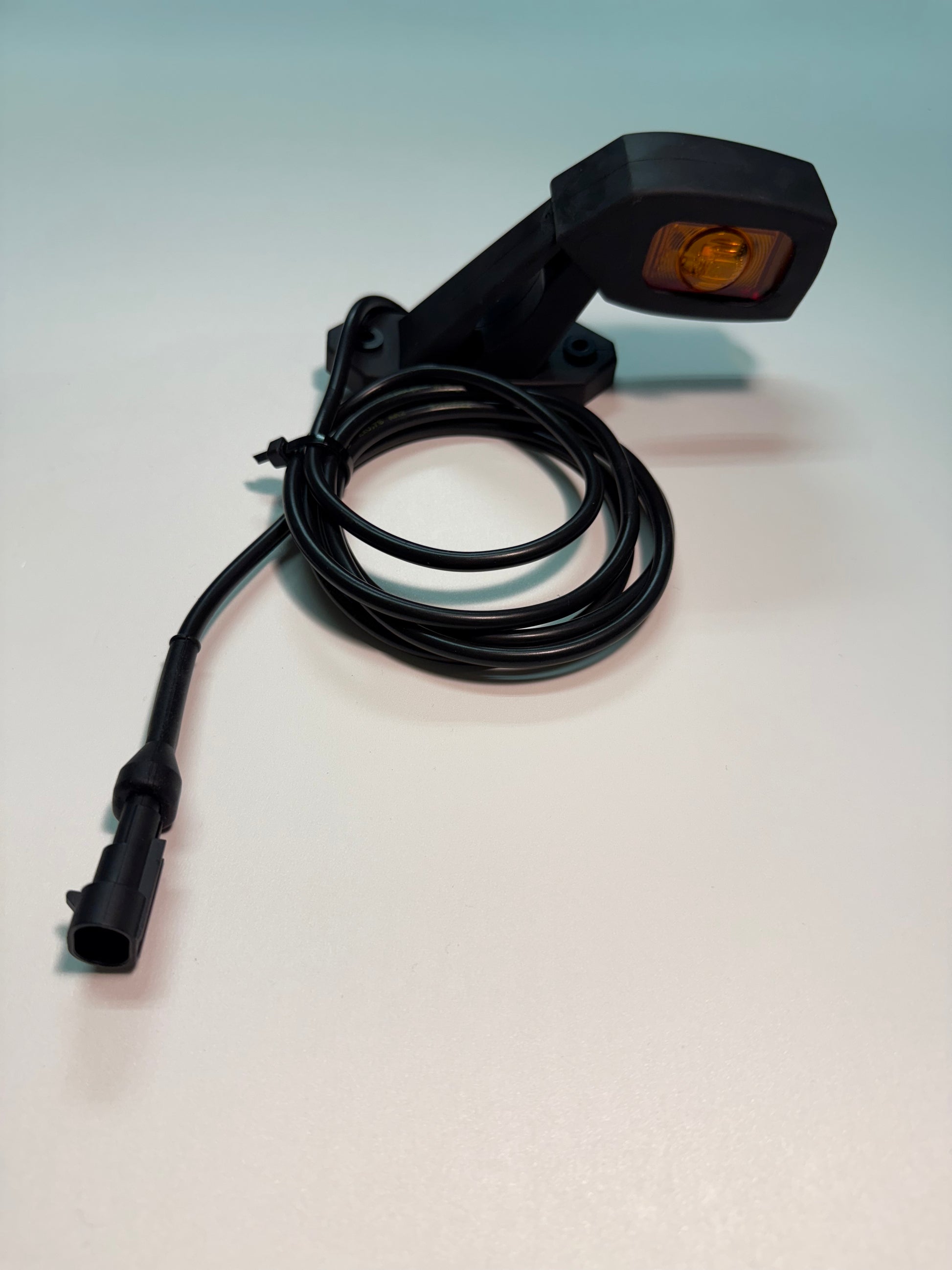 Triple Auxiliary LED Outline Marker Light Set LD 2109 with oblique arm and amber lens for vehicle side mounting and improved visibility.