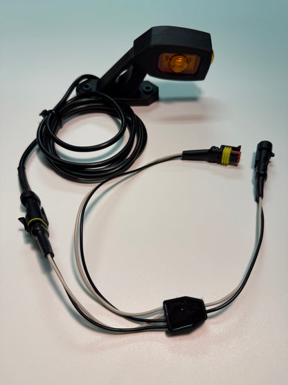 Triple Auxiliary LED Outline Marker Light Set LD 2109 with amber LED, wiring, and short oblique horizontal mount arm.