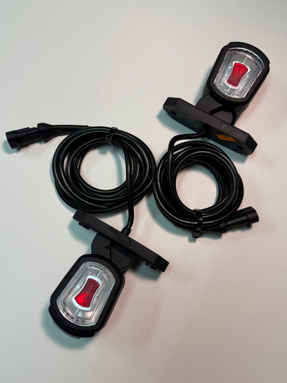 Short Arm LED Side Outline Marker Lamp Set LDCC 2776 & LDCC 2777 with cables for trailer visibility and safety.