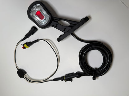 Close up of RoadLites right LED Side End Outline Marker Light LDCC 2697 with superseal connector and superseal harness