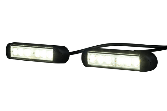 Set of Daytime Running Lights RL 2783 with 12 bright LEDs, waterproof, dual voltage, and universal mounting for vehicle safety.