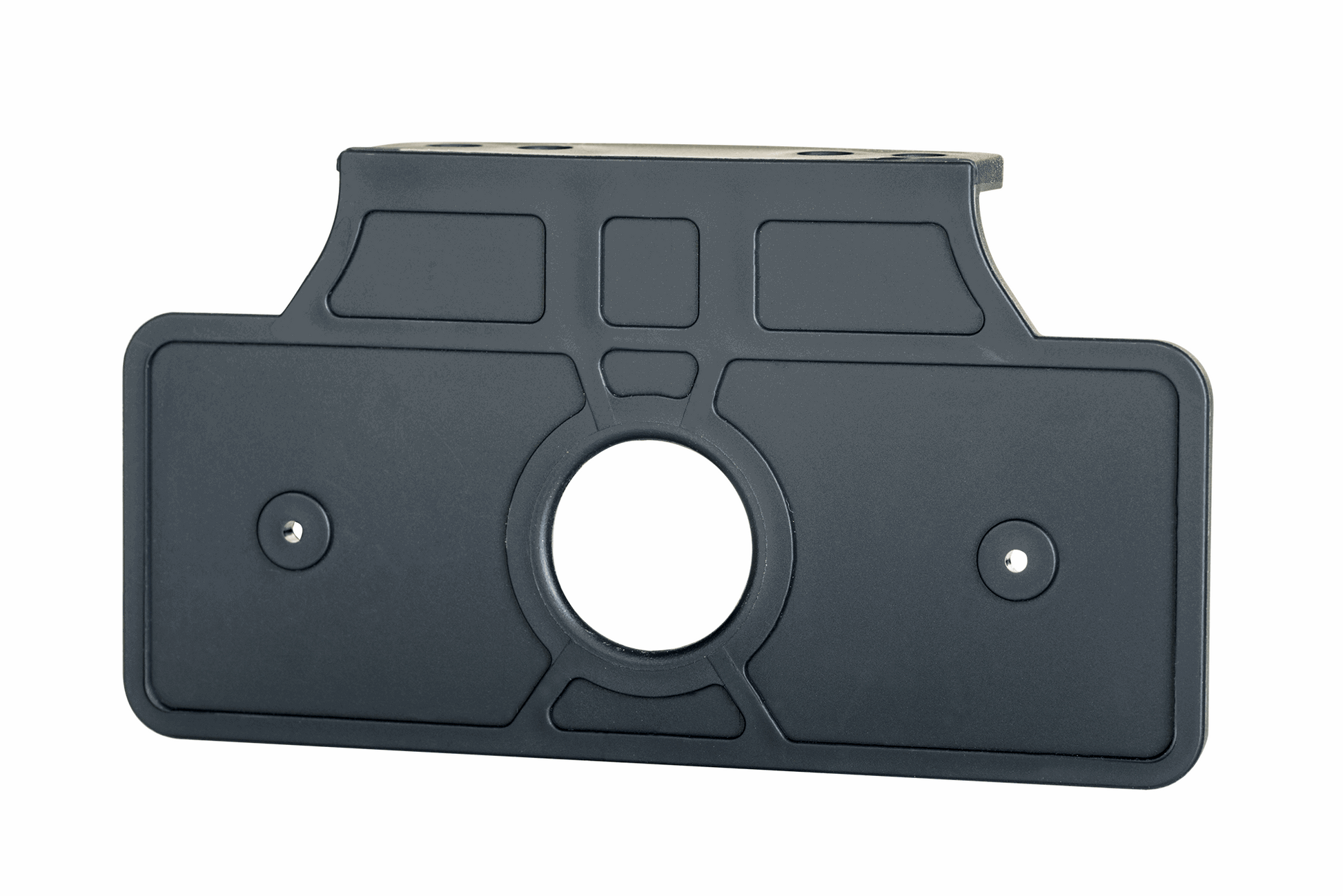 Slim XS marker lamp LKD 2511 mounting bracket in black with central circular cutout and reinforced edges