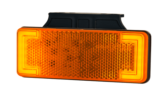 Slim XS Marker Lamp – LKD 2515 amber trailer marker light with rectangular reflective surface and black mounting base