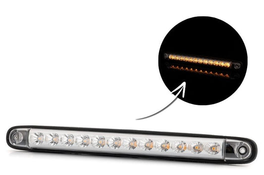LED Rear Static Direction Indicator RL 2249/ST with 12 amber LEDs, durable IP68 housing, and universal vehicle mounting.