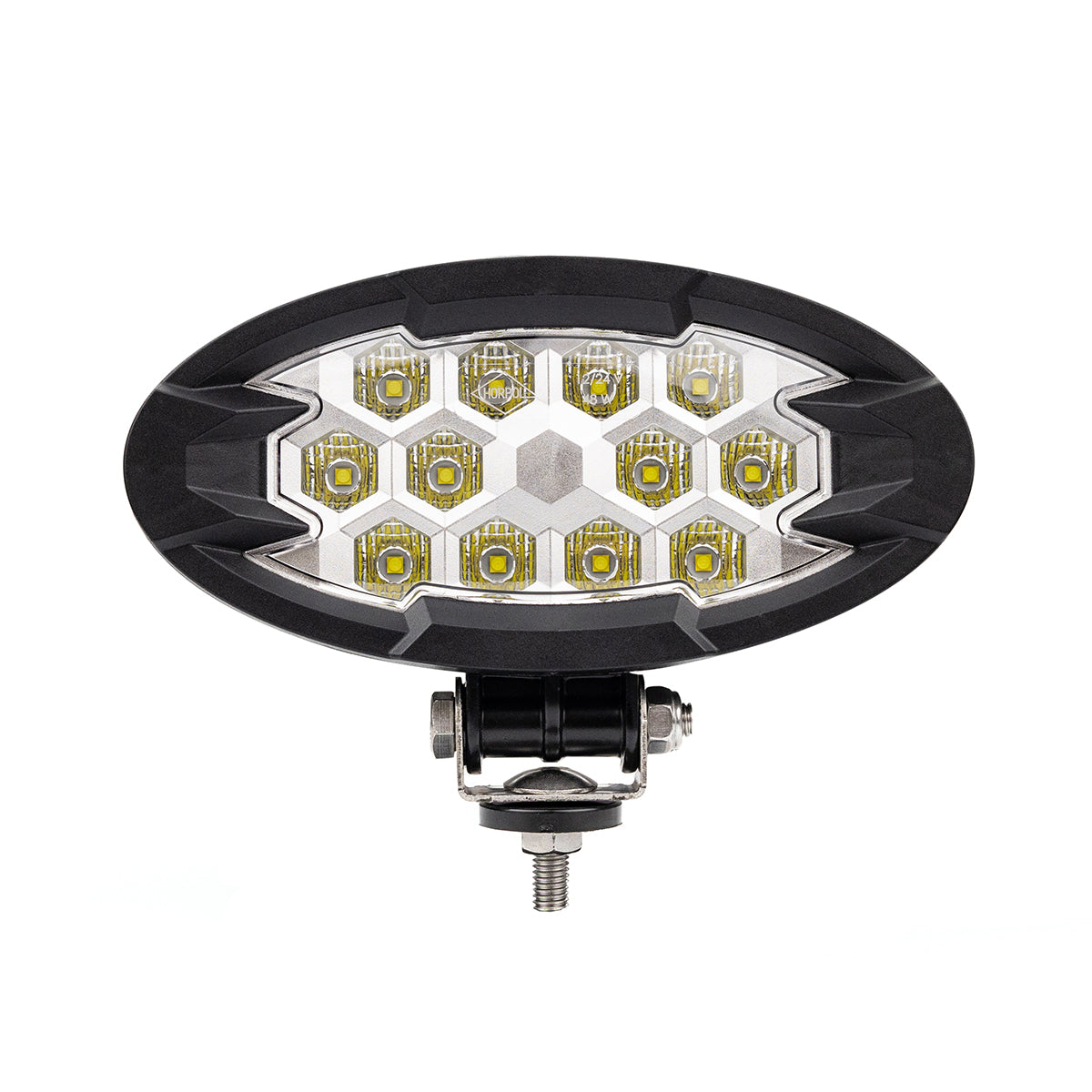 LED work light, 5500-lumen 12-LED auxiliary lamp for trucks, agricultural, construction equipment, and off-road vehicles.