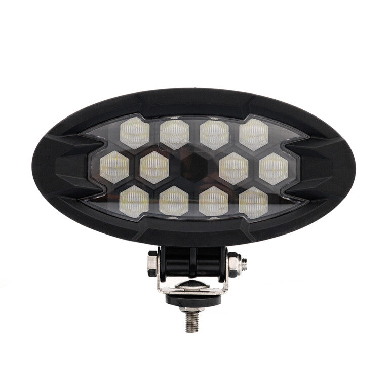 Work light RAPTOR (dispersed light, 2500 lm) LRD 3161 with hexagonal LEDs and black housing mounted on adjustable bracket