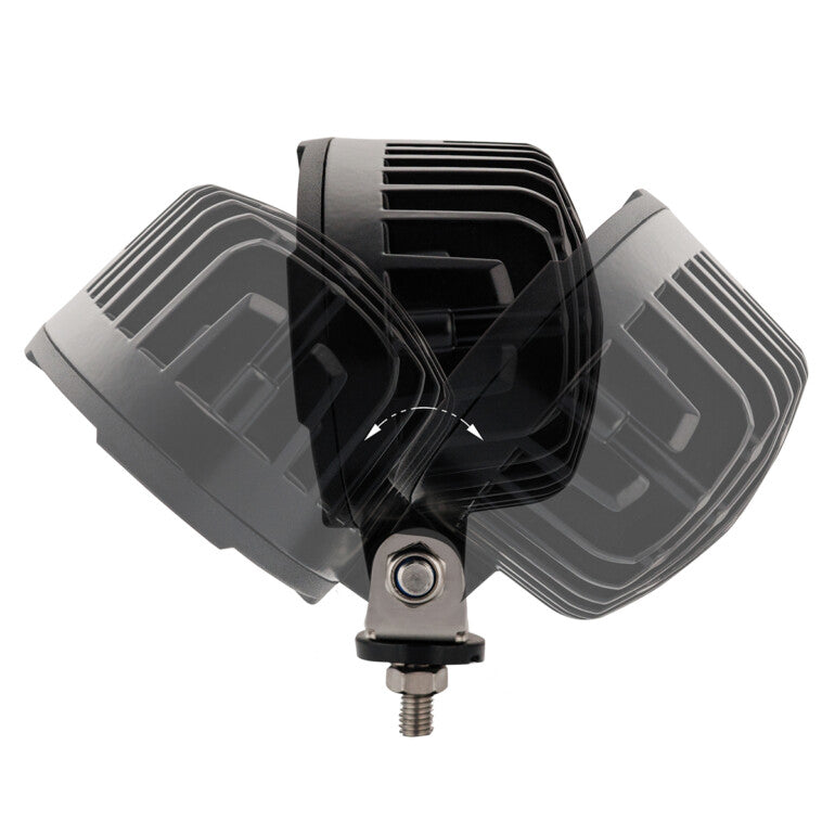Work light RAPTOR (dispersed light, 2500 lm) LRD 3161 showing adjustable mounting bracket in multiple tilted positions