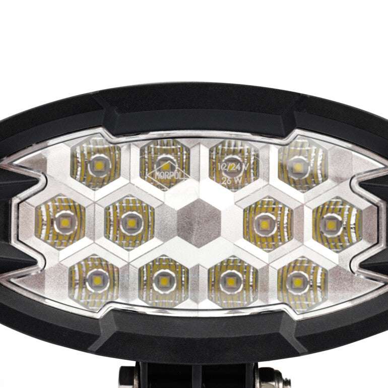 Work light RAPTOR (dispersed light, 2500 lm) LRD 3162 hexagonal LED array with clear protective lens and black housing