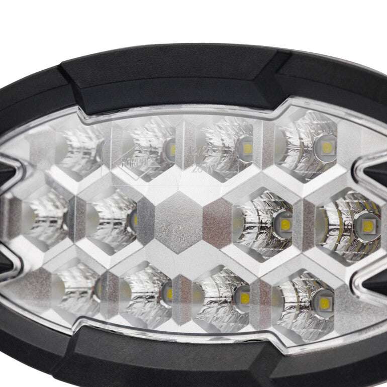 Work light RAPTOR (dispersed light, 2500 lm) LRD 3162 close-up of oval LED cluster with hexagonal shaped reflective surfaces
