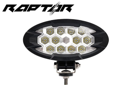 Work light RAPTOR (dispersed light, 2500 lm) LRD 3162 close-up of oval LED array with mounting bracket and clear lens cover