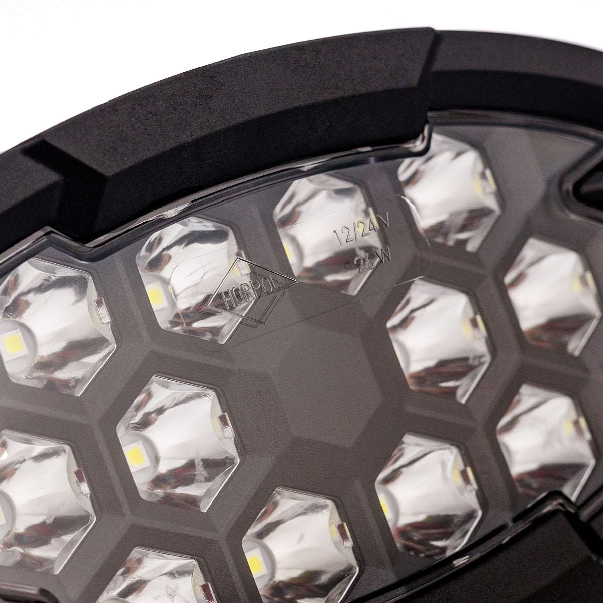 Work lamp RAPTOR (focused light, 2500 lm) LRD 3167 close-up showing hexagonal LED lenses in black housing detail