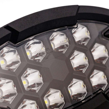 Work lamp RAPTOR (focused light, 2500 lm) LRD 3167 close-up showing hexagonal LED lenses in black housing detail