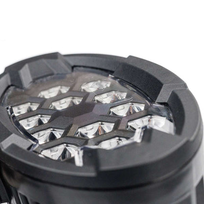 Work light RAPTOR (focused light, 5500 lm) LRD 3169 close-up of hexagonal LED lenses and rugged black housing detail