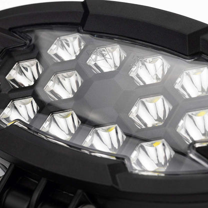 Work light RAPTOR (focused light, 5500 lm) LRD 3169 close-up of hexagonal LED reflectors in black protective housing