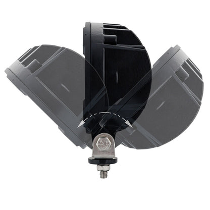 Work light RAPTOR (dispersed light, 2600 lm) LRD 3180 showing adjustable mounting bracket and black housing side view