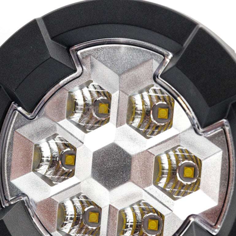 Work light RAPTOR (dispersed light, 2600 lm) LRD 3180 close-up of six LED bulbs in reflective housing