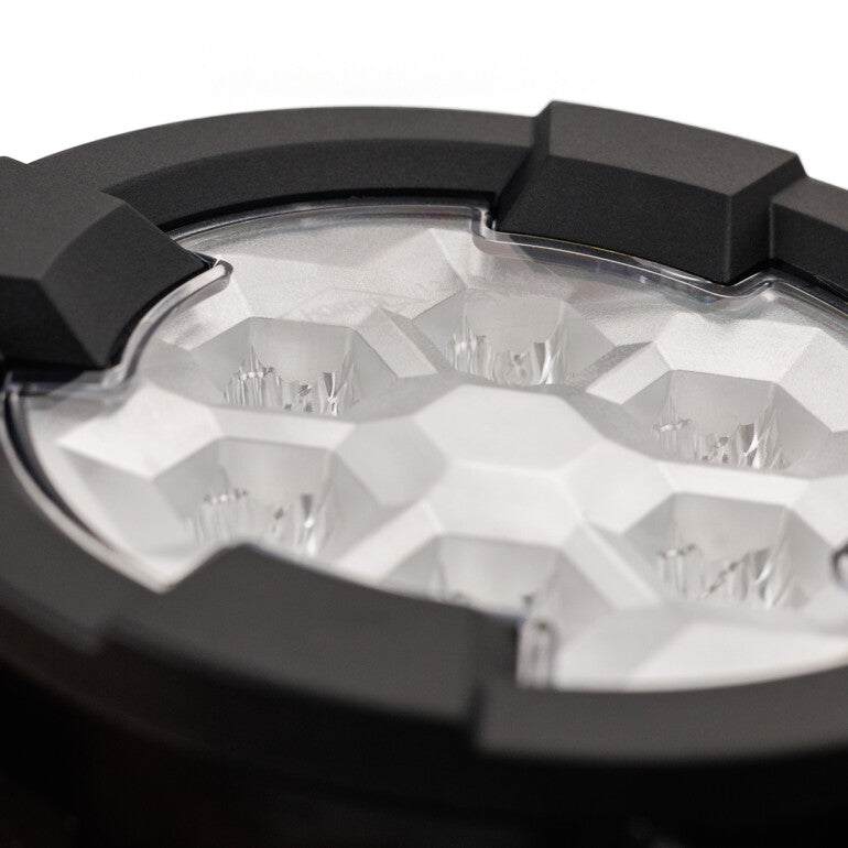 Work light RAPTOR (dispersed light, 2600 lm) LRD 3180 close-up of LED lens cluster and rugged black bezel housing